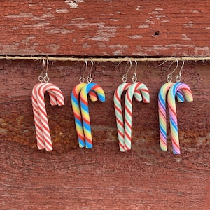 Candy Cane Christmas Holiday Unqiue Novelty Dangle Earrings