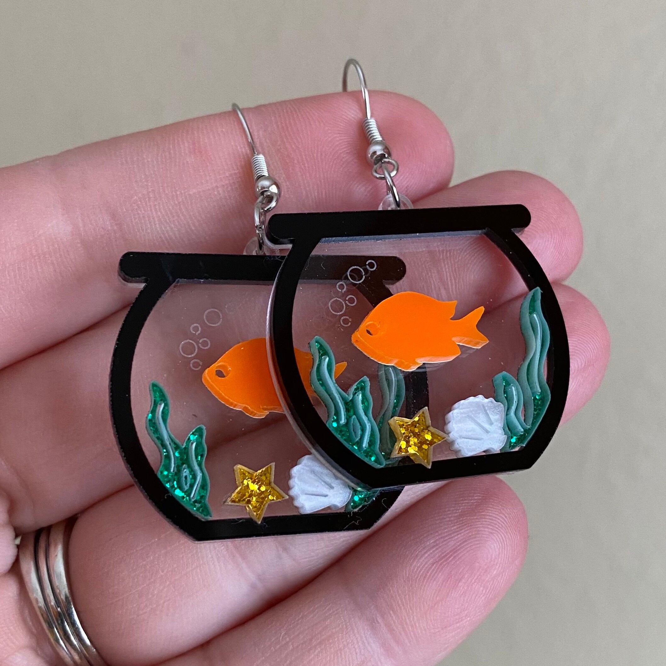 Fish Bowl Earrings Aquarium Earrings Goldfish Earrings Animal Earrings Novelty Earrings Unique Earrings Fun Earrings Etsy