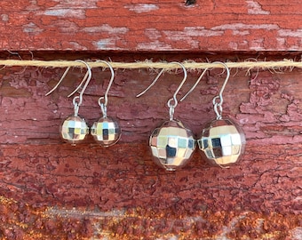 Mirrorball Disco Ball Unique Novelty Dangle Earrings
