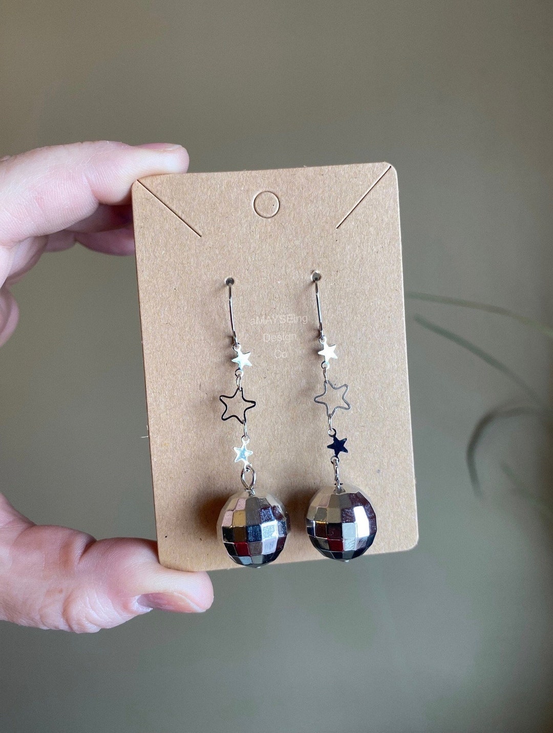 Mirrorball Star Earrings, Disco Ball Earrings, Mirror Ball Earrings