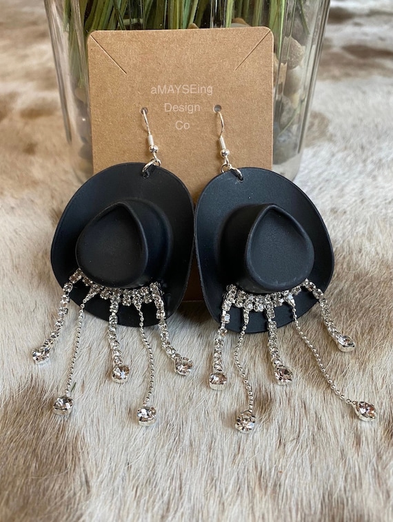 Western Black Stone Drop Earrings | My Wyo Designs