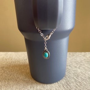 Faux Turquoise Tumbler Travel Cup Charm Handle Accessory