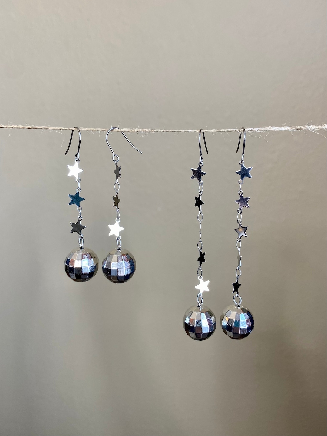 FREE SHIPPING Mirrorball Star Earrings Disco Ball Earrings Etsy