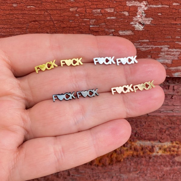 F Word Earrings, Fuck Earrings, Eff Word Earrings, Bad Word Earrings, Stainless Steel Stud Earrings, Swear Word Earrings