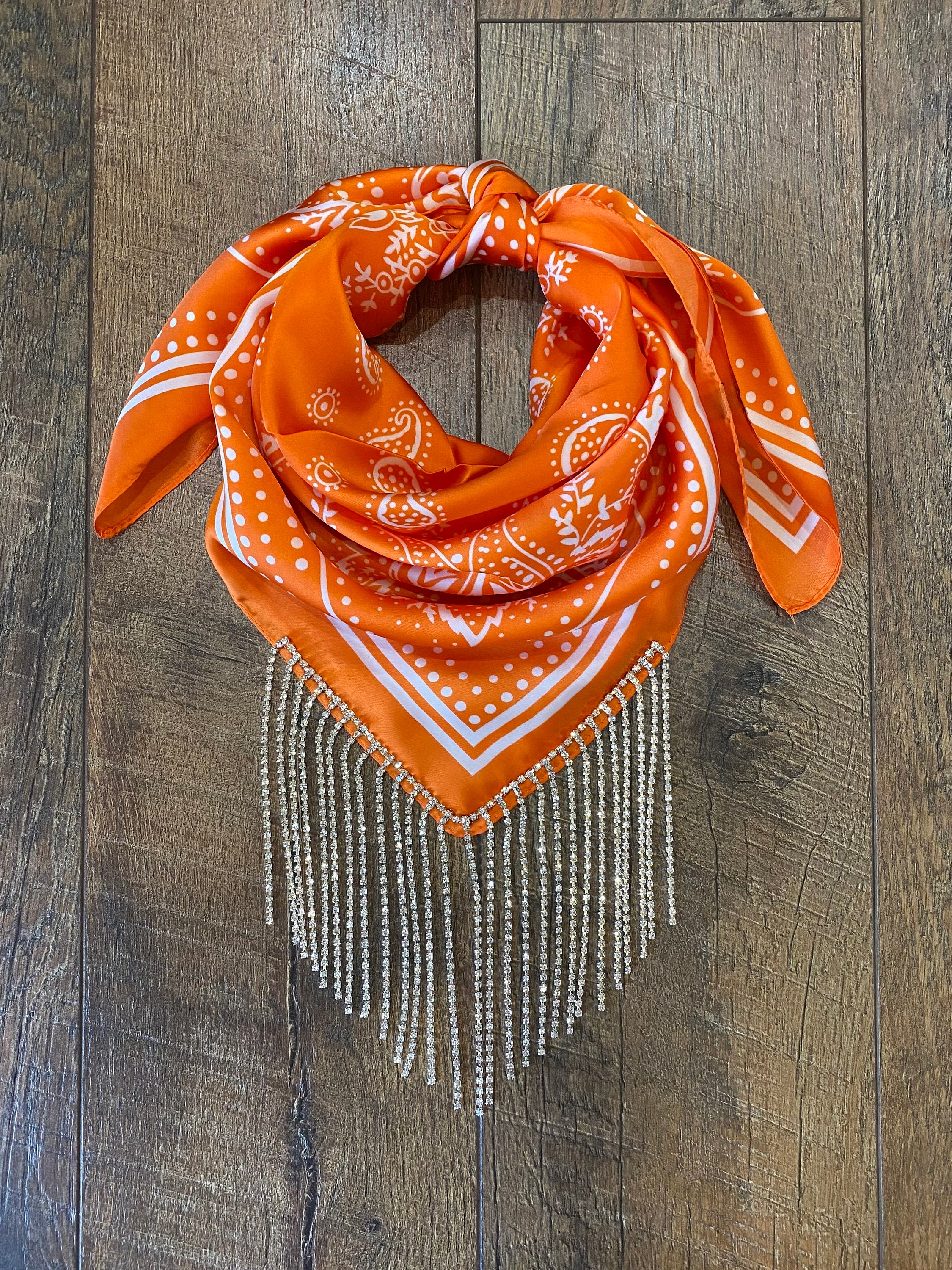 Orange Silk Bandana Etsy 