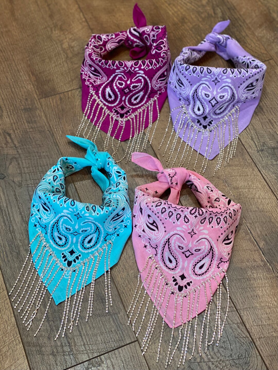 Handmade REAL Rhinestone Fringe Bandana, Cowgirl, Western, Bling Etsy