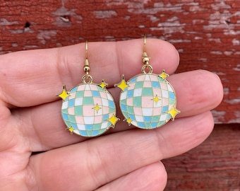 Pastel Glitter Disco Ball Mirrorball Earrings