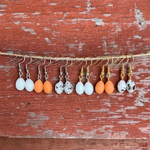 Teeny Tiny Egg Earrings | Backyard Chicken Farmer Earrings | Novelty Earrings | Unique Earrings | Food Earrings | Fun Dangle Earrings