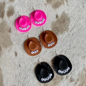 Customizable Mini Cowboy Hat Earrings: Unique, Novelty, Dangle