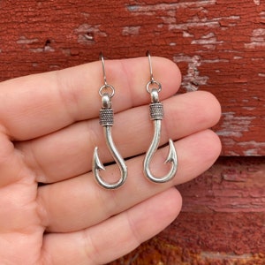 Fish Hook Earrings | Fishing Earrings | Novelty Earrings | Unique Earrings | Fun Earrings | Dangle Earrings