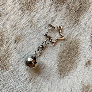 Mini Disco Ball Silver Star Mirrorball Clip Keyring Keychain