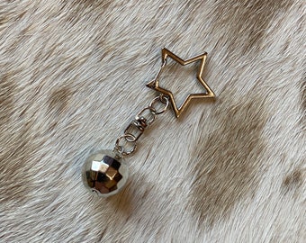 Mini Disco Ball Key Chain, Silver Star Mirrorball Key Ring, Mirror Ball, Car Accessories, Keyring, Keychain, Star Clip