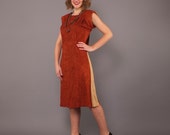 1970s Vintage Young Edwardian Hippie Boho Pullover Short Sleeve Faux Suede Velour Dress