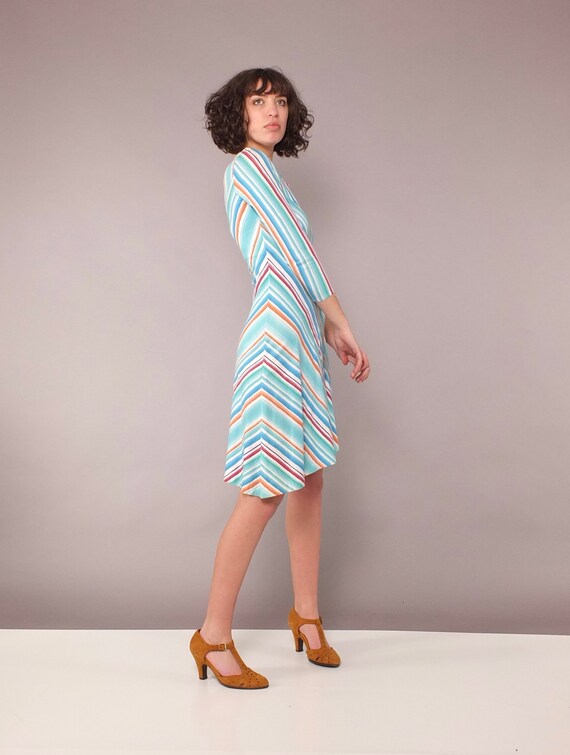 70s Asymmetrical Stripes Chevron Cotton Knit Long