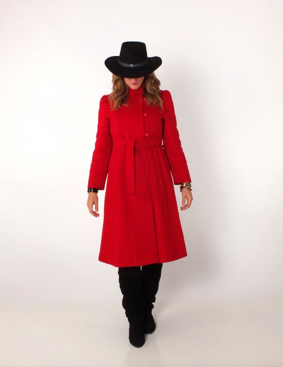 1970s Vintage Red Military Style Asymmetrical Wint