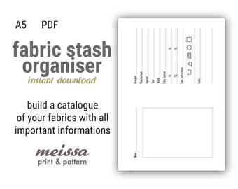 A5 Fabric Stash Organizer printable insert