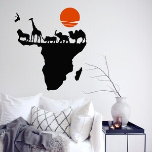 Pared calcomanía vinilo adhesivo naturaleza salvaje mundo Animal mapa de habitación Agencia de viajes diseño Mural A323 Africa continentes hogar decoración oficina infantiles