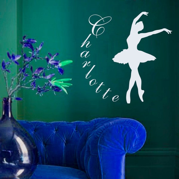 Wall Decal Vinyl Sticker Ballet Monogram Girl Personalized Name Dancing Ballerina Dance Studio Logo Ballet School Home Decor Mural M298