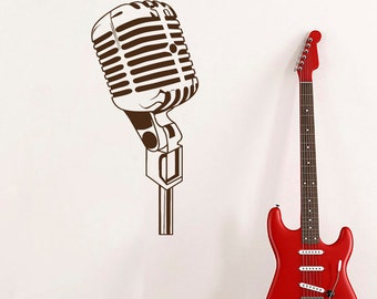 Wall Decal Microphone Art Music Studio Design Vinyl Sticker Home Décor Music School Recording Bedroom Living Girl Boy Room Murals M127