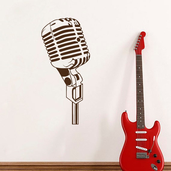 Wall Decal Microphone Art Music Studio Design Vinyl Sticker Home Decor Music School Recording Bedroom Living Girl Boy Room Murals M127