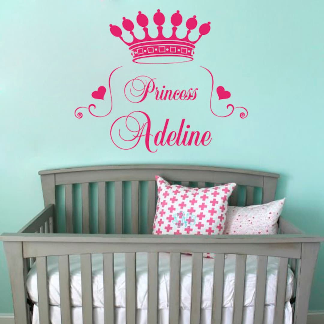 Wall Decal Quote Princess Crown Heart Custom Personalize Name Monogram ...