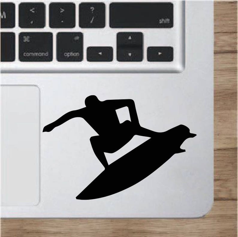 Laptop Vinyl Decal Sticker Surfboarder Surfing Surfer Waves Sea Ocean Computer Tablet Notebook Keyboard Phone Wall Kids Murals Home Décor R8 image 5