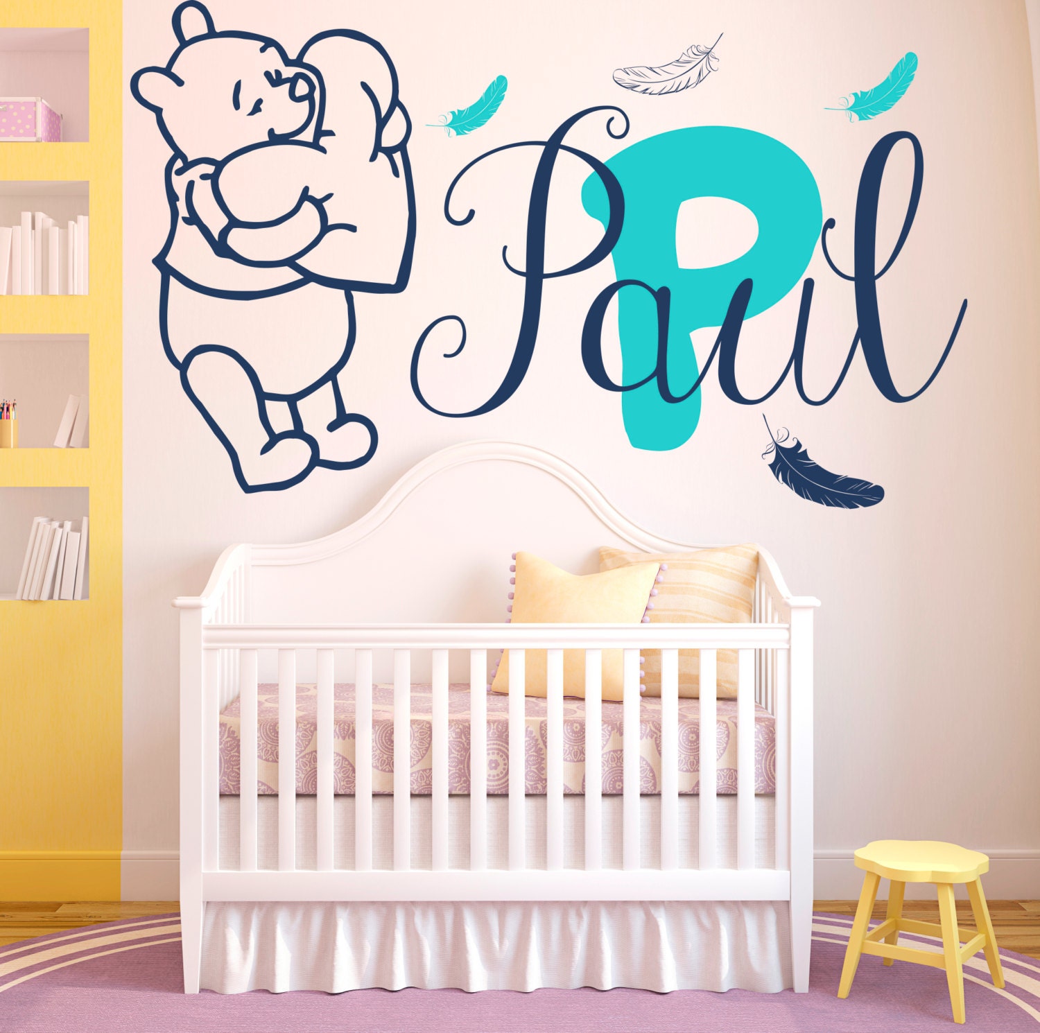 Wall Decals Baby Winnie the Pooh Feathers Vinyl Sticker Custom Etsy