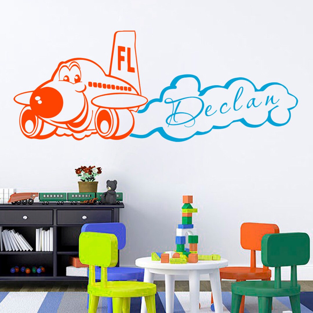 Wall Decal Vinyl Sticker Airplane Plane Aviation Sky Flight Custom ...