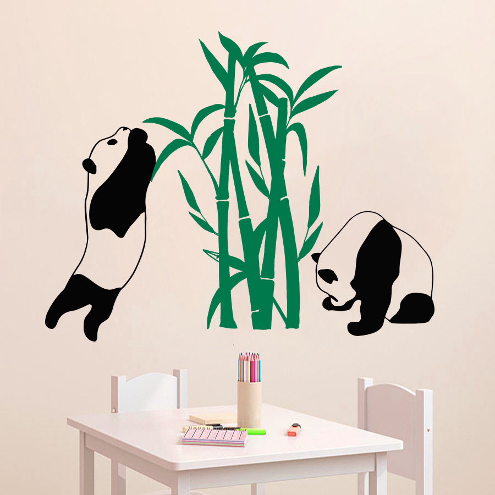 Wall Decal Panda Pandas Bamboo Bear Animal Vinyl Sticker Home Etsy