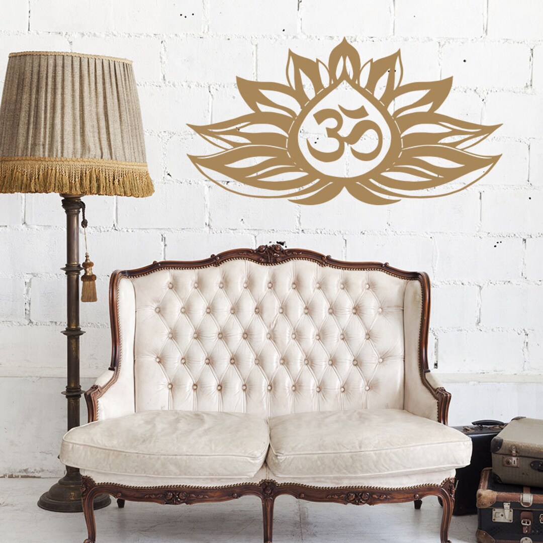 Wall Decal Lotus Flower Om Sign Namaste Vinyl Sticker Mural Yoga Zen ...