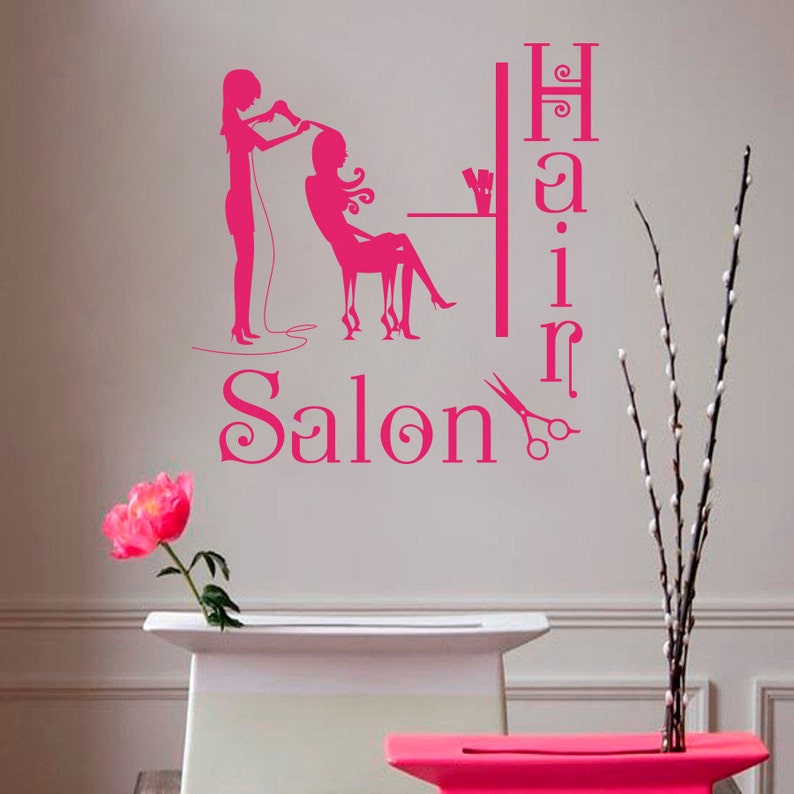 Wall Decal Hair Salon Sign Murals Hairdresser Hairstyle Hair Etsy