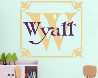 Wall Decal Monogram Initial Lettering Custom Personalized Boys Name Baby Family Decor Nursery Children Room Vinyl Sticker Home Murals A391