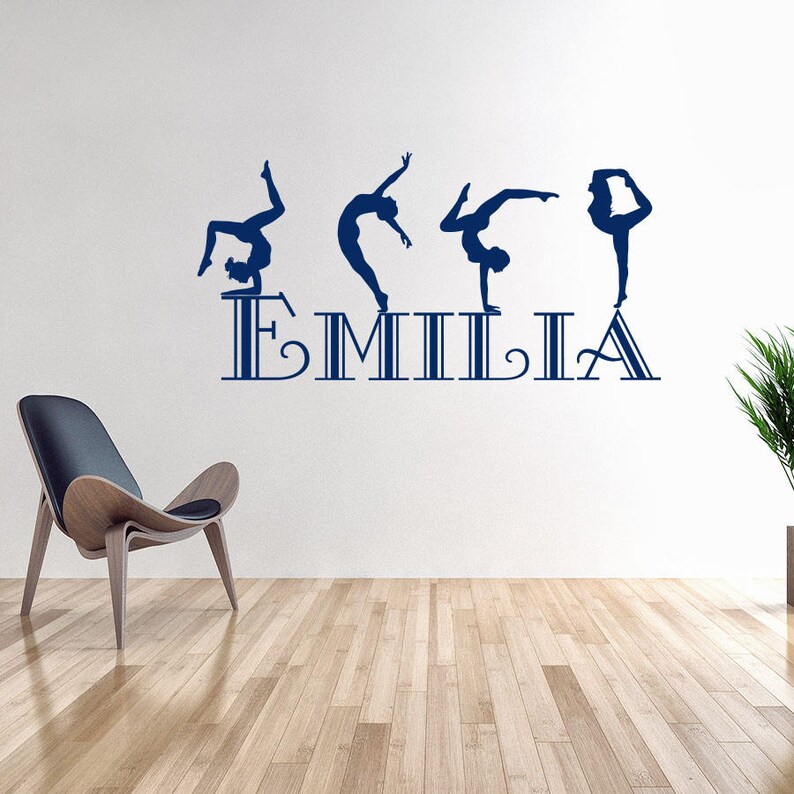 Wall Decal Gymnastics Custom Personalized Girls Name Exercises Etsy