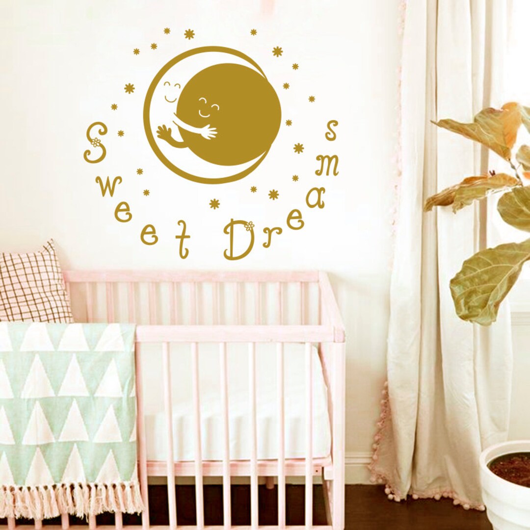 Wall Decal Vinyl Sticker Moon Sun Embrace Stars Sweet Dreams Good Night ...