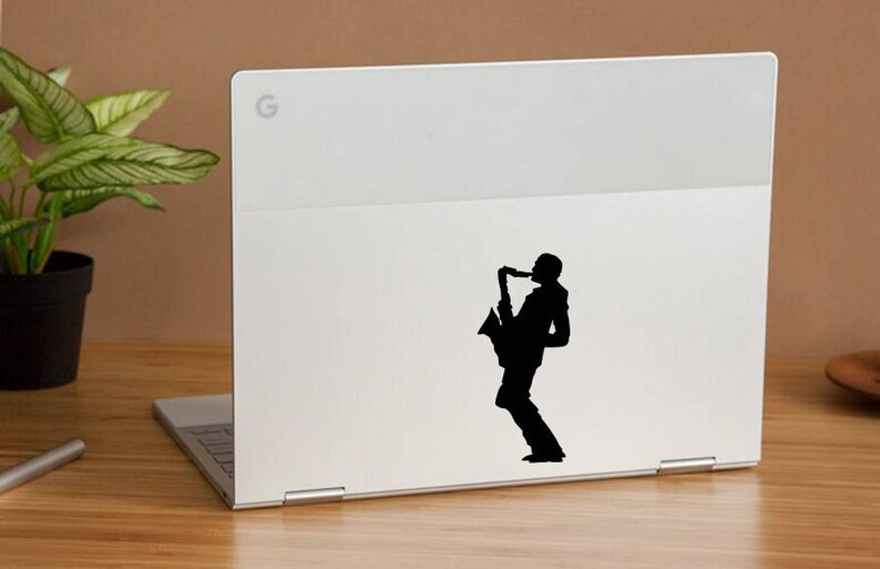 Laptop Vinyl Decal Sticker Musician Saxophonist Saxophone Jazz Etsy