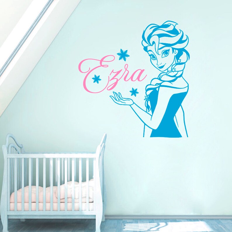 Personalized Elsa Girls Name Wall Decal the Snow Queen Frozen Etsy