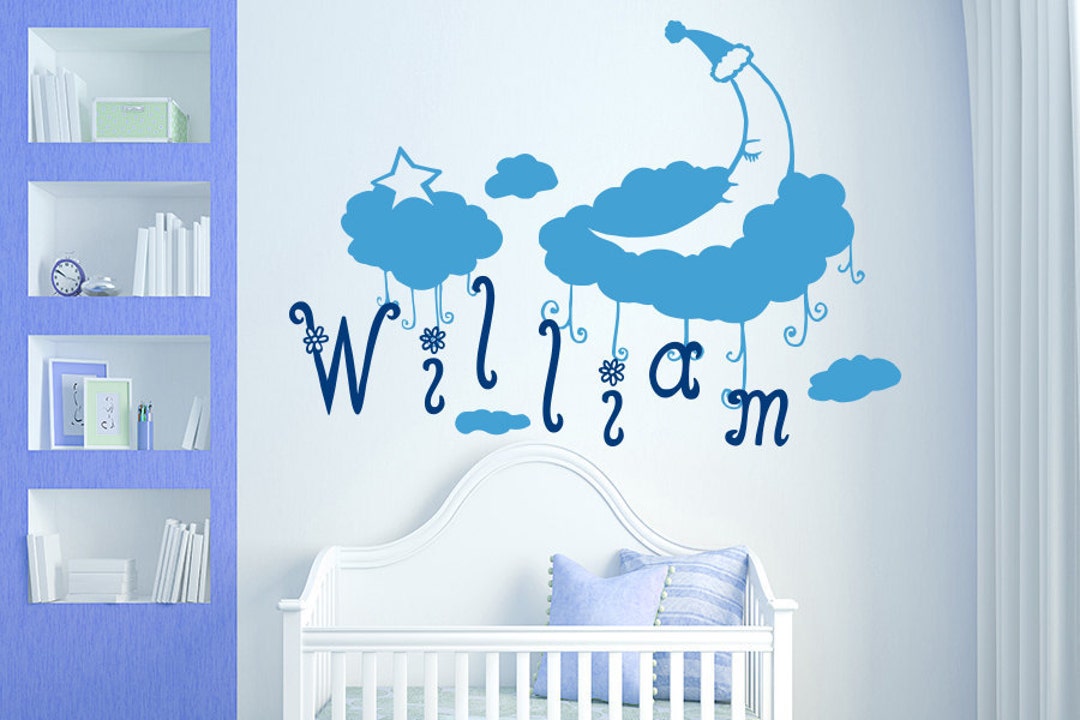 Wall Decal Clouds Sky Stars Moon Vinyl Sticker Good Night Custom ...