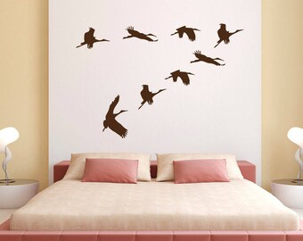 Wand Aufkleber Herde von Kräne Vögel Natur Vinyl Aufkleber Aufkleber Home Dekor Schlafzimmer Kinderzimmer Zimmer Wohnzimmer Wandbilder M37