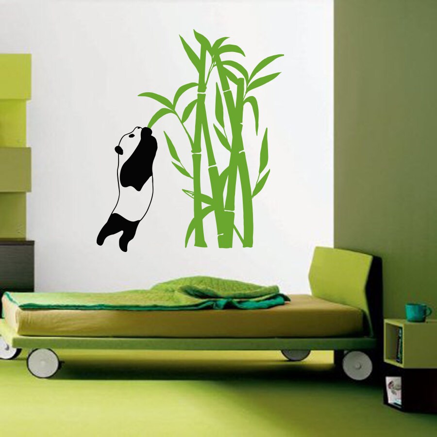 Pared calcomanía Panda bambú Oso Animal vinilo pegatina Home decoración dormitorio dormitorio sala salón murales M15