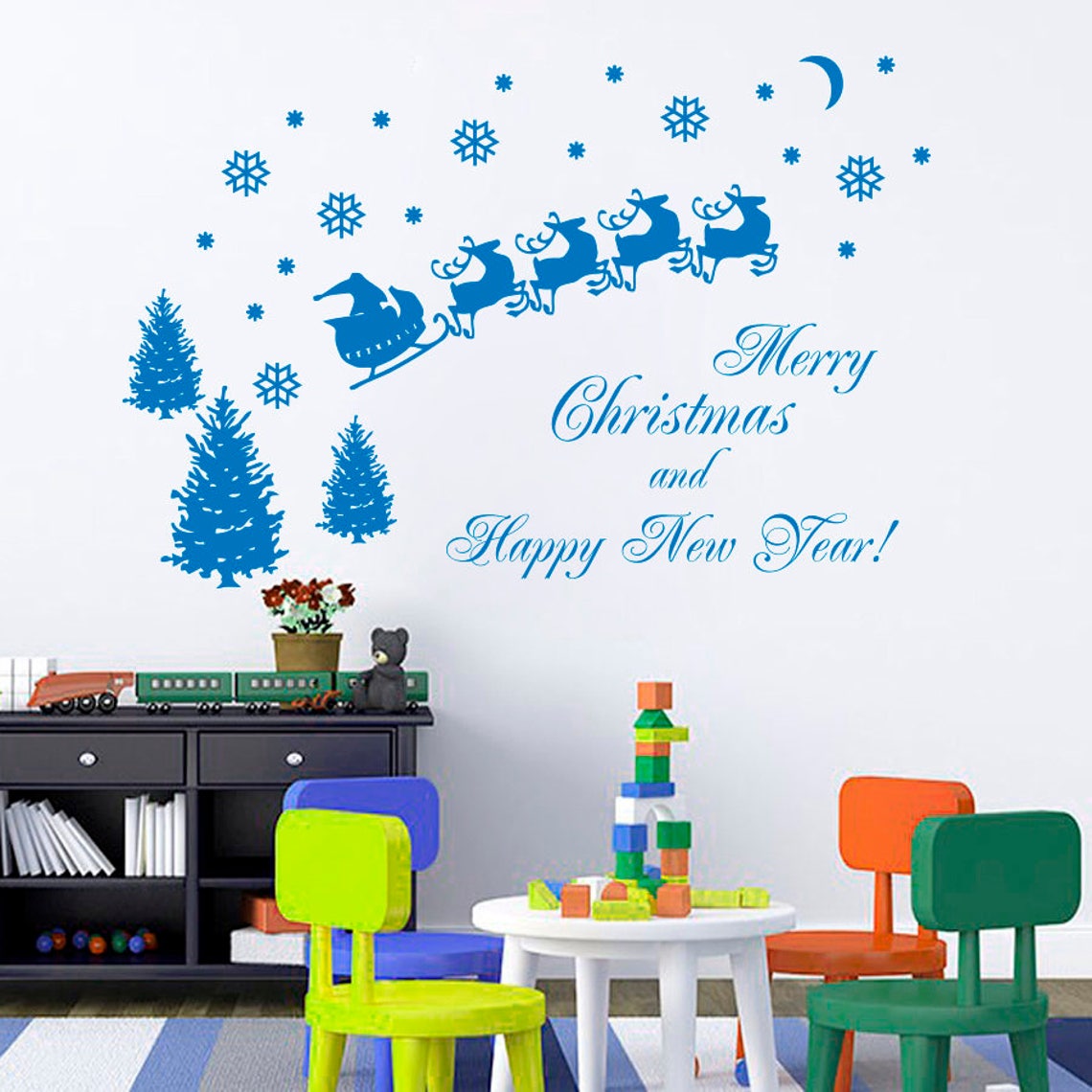 Mur autocollant joyeux Noël heureux nouvelle année décoration | Etsy Mur autocollant joyeux Noël heureux nouvelle année décoration | Etsy