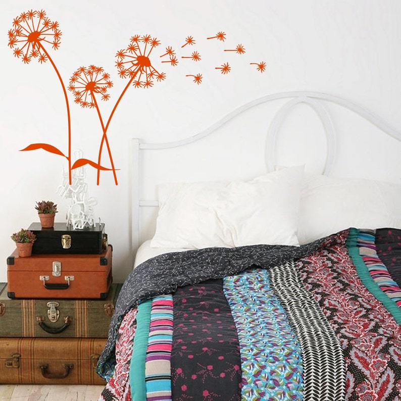 Wall Decal Nature Plants Dandelion Flowers Vinyl Sticker Home Etsy