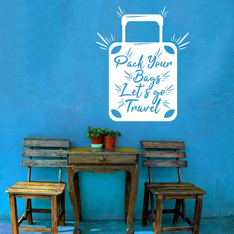 Wall Decal Pack Your Bag Let's Go Travel Luggage Baggage - Etsy