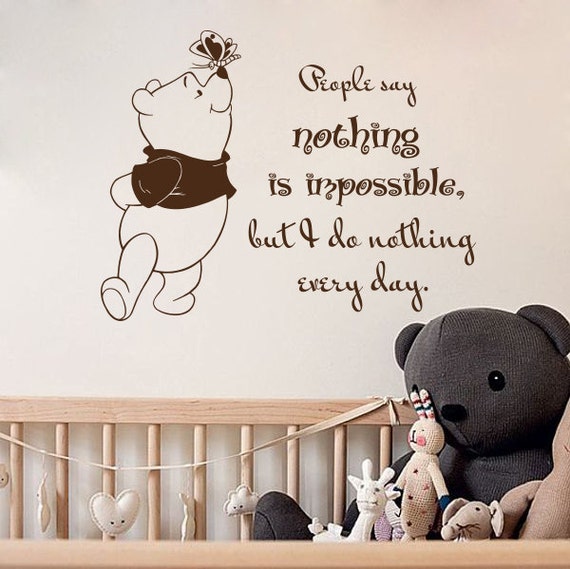 wall decal book quotes people say nothing is impossible winnie | etsy