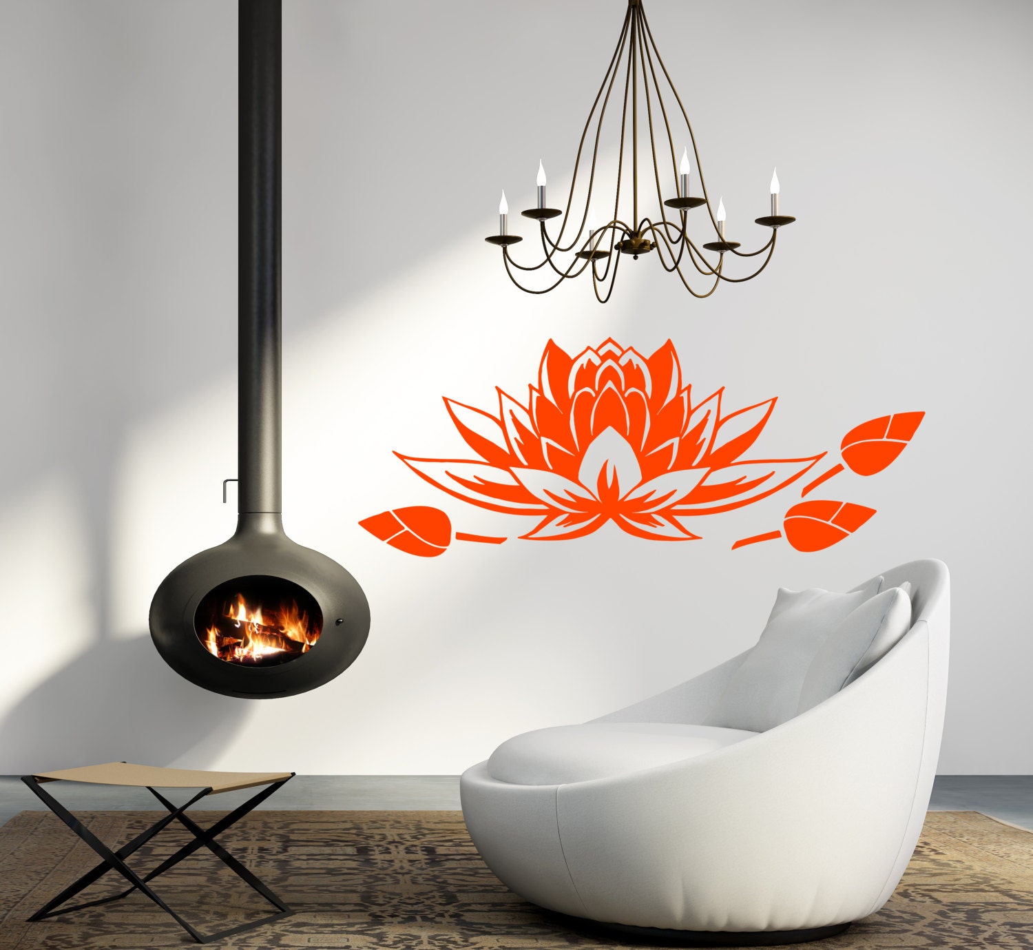 Wall Vinyl Decals Lotus Flower Symbol Home Art Sticker Mural Etsy