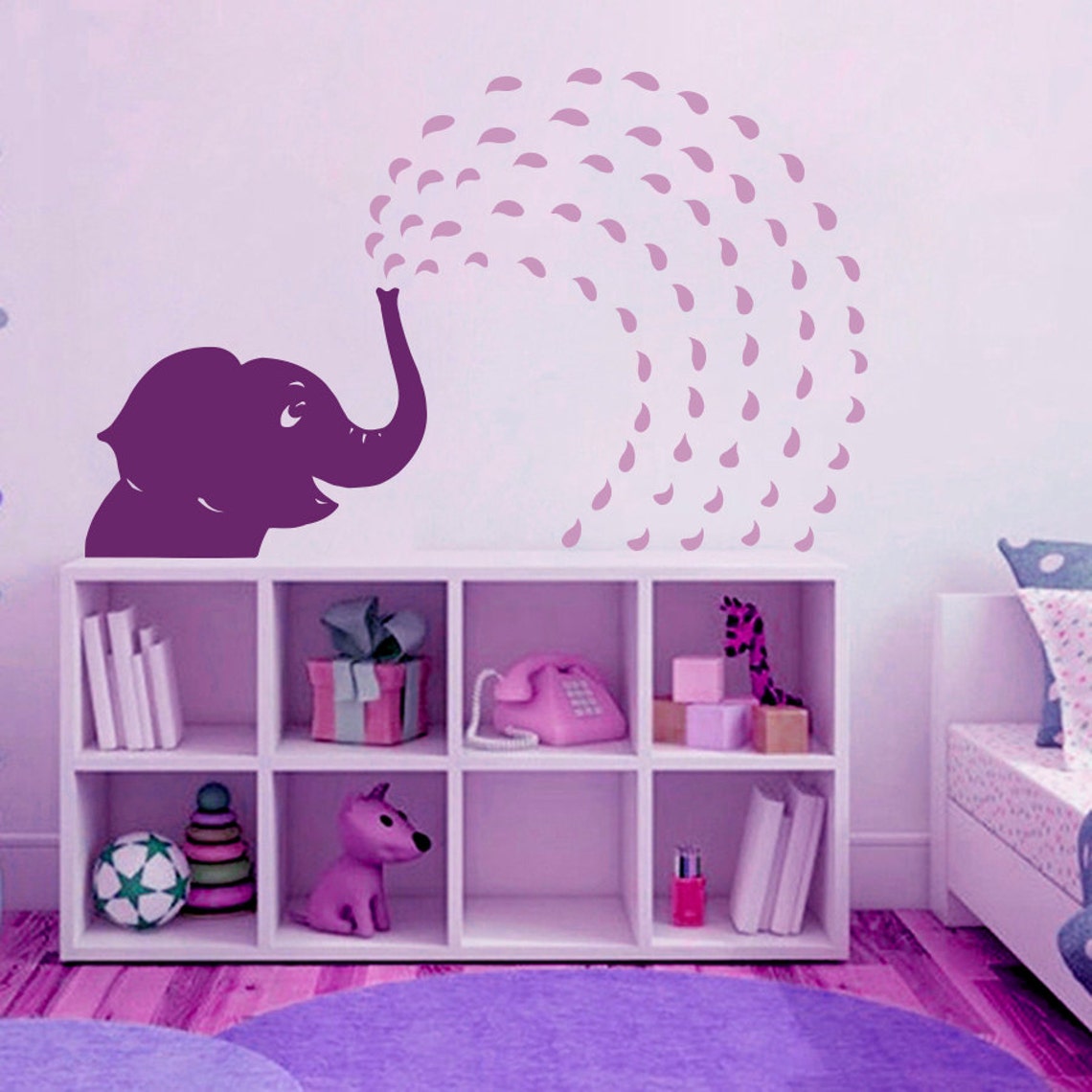 Vinyl Decal Elephant Fountain Shower Water Wall Art Sticker Etsy