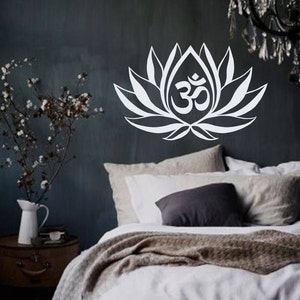 Wall Decal  Lotus Flower Om Sign Symbol  Vinyl Sticker Mural Yoga Studio Zen  Meditation  Buddha Bohemian East Art Bedroom  Home Décor A548