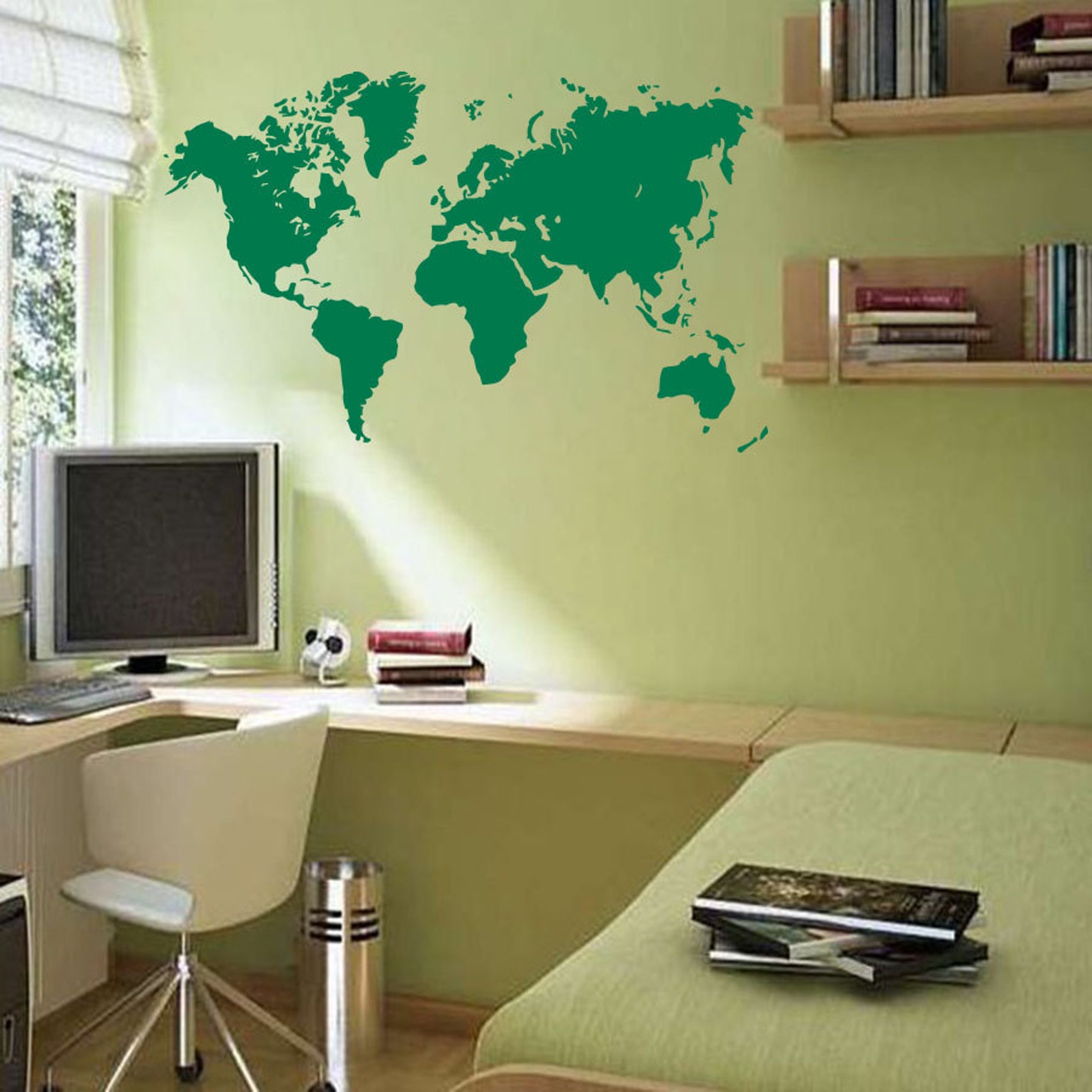 Wall Decal World Map Continents Countries Vinyl Sticker Study Etsy