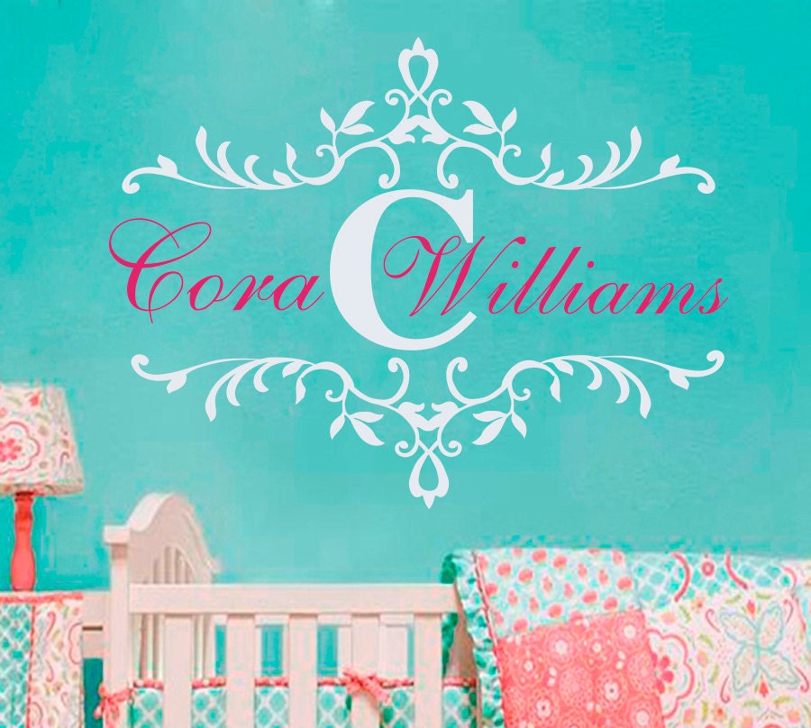 Wall Decal Monogram Initial Lettering Custom Personalized Girls Name Baby Family Decor Nursery Children Room Vinyl Sticker Home Murals A392