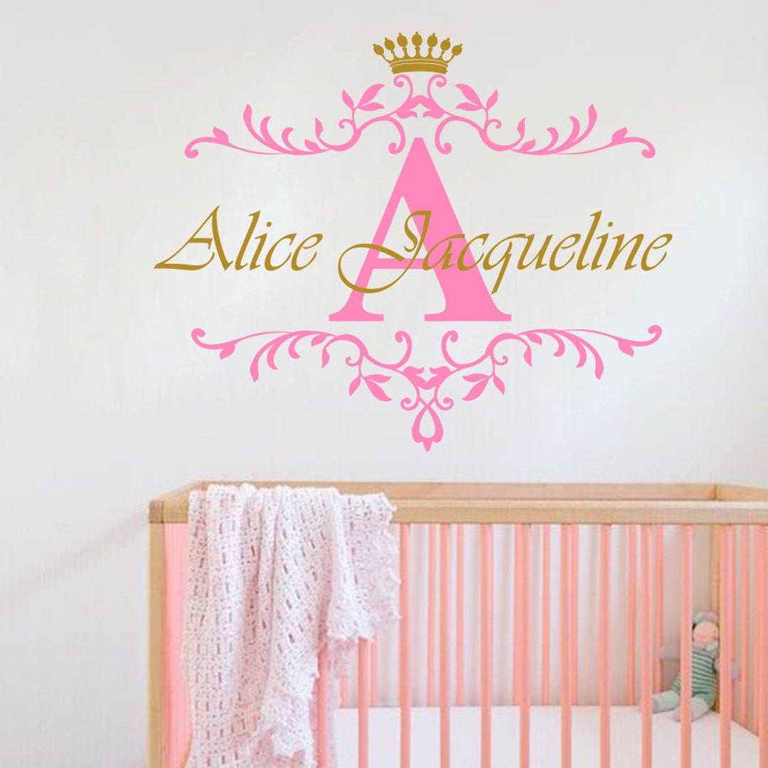 Wall Decal Monogram Initial Lettering Custom Personalized Girls Name ...