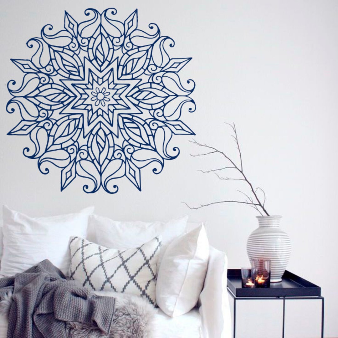 Wall Decal Mandala Moroccan Ornament Pattern Flower Namaste Indian ...